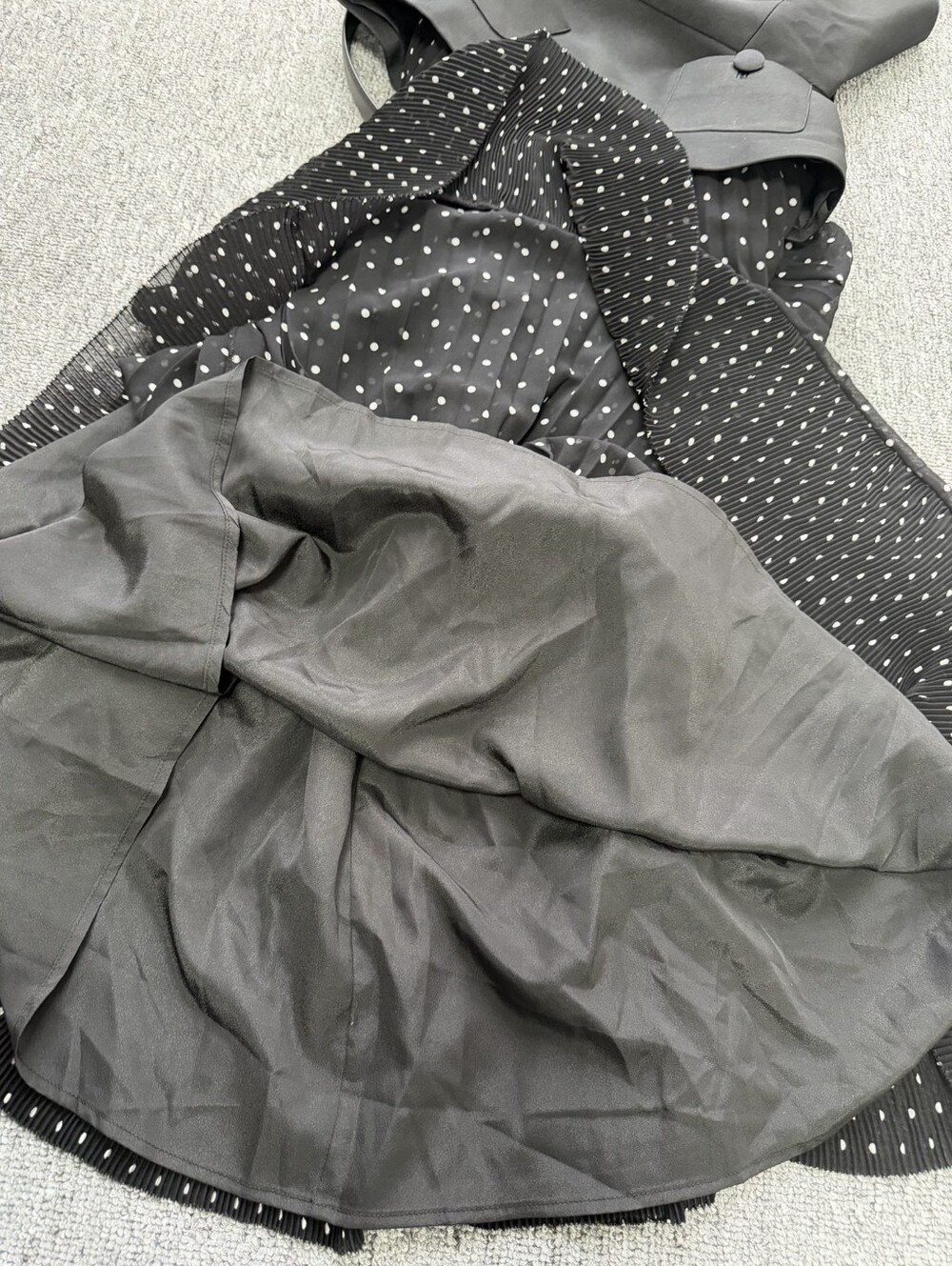 Self Portrait Black Taffeta Polka Dot Midi Dress - Picture 15 of 16